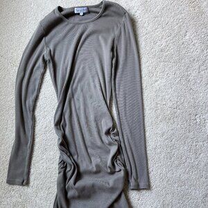 Michael Stars Gray Body Con Cotton Blend Dress Ribbed Size Small